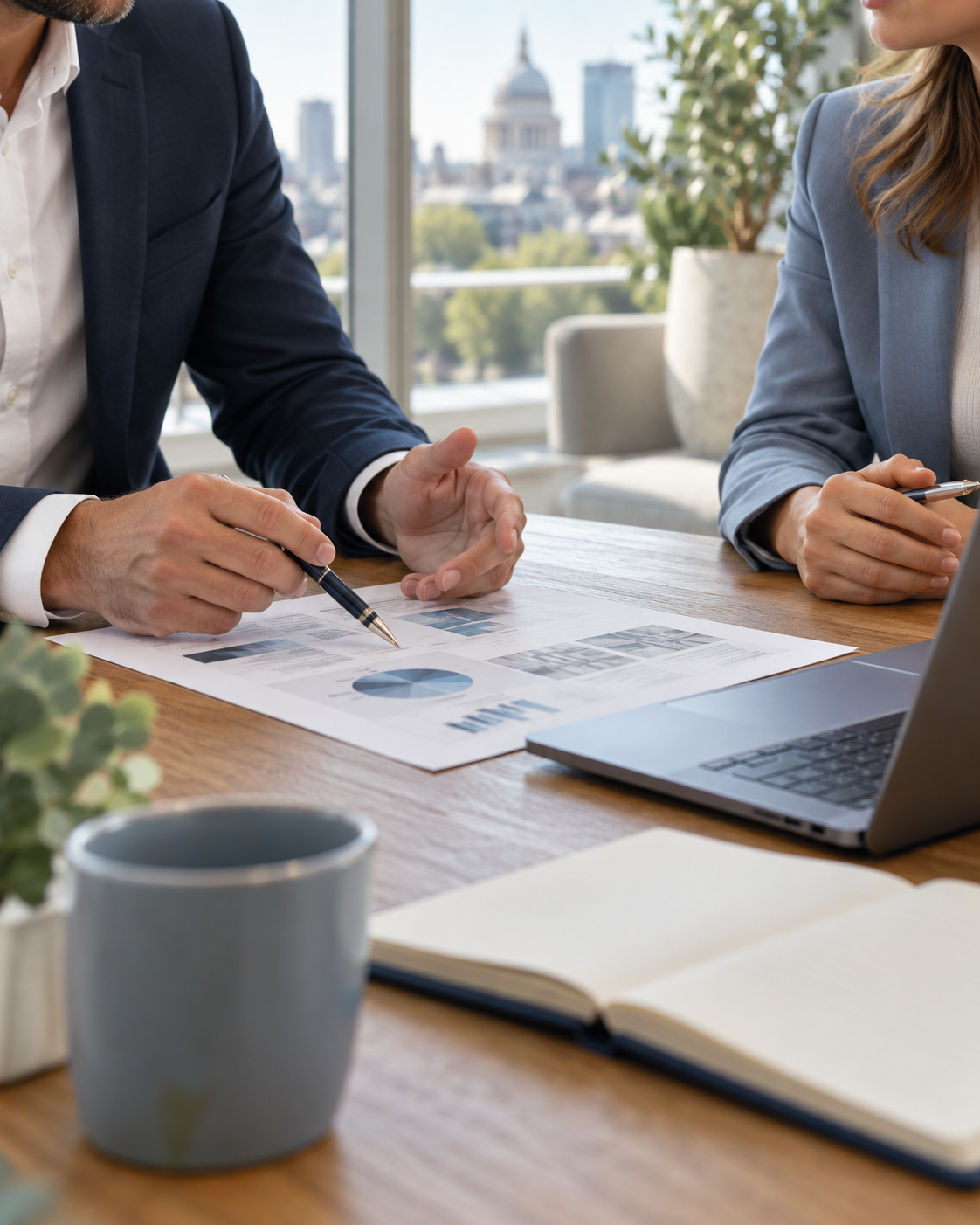Business consultants working together over a plan